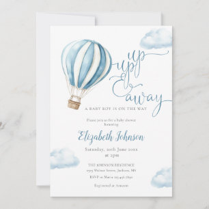 Invitación Niño Globo Azul Código QR Foto Baby Shower