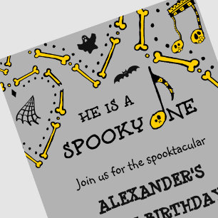 Invitación Niño Gris Calavera Espeluznante Cumpleaños de Hall