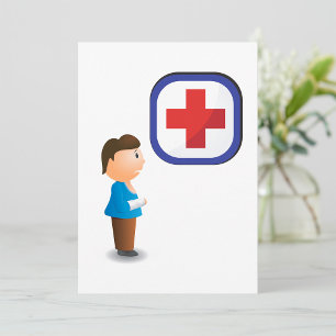 Invitación Niño Herido con Cruz Médica de Yeso en el Brazo