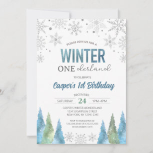 Invitación Niño Invierno de Onederland Snowflakes Primer cump