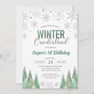 Invitación Niño Invierno de Onederland Snowflakes Primer cump