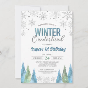 Invitación Niño Invierno de Onederland Snowflakes Primer cump