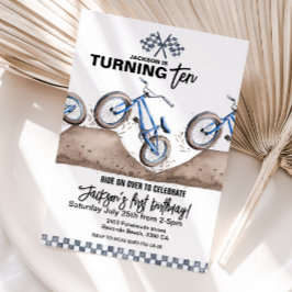 Invitación Niño invitado a cumpleaños de la bicicleta azul BM