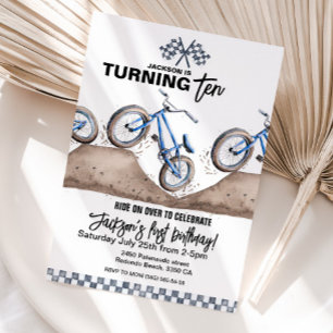 Invitación Niño invitado a cumpleaños de la bicicleta azul BM
