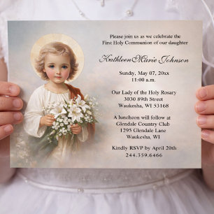 Invitación Niño Jesús de Primera Comunión con Lirios