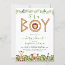 Niño león Baby Shower Safari animales hojas de la