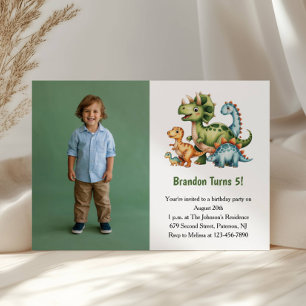 Invitación Niño lindo Dinosaurio foto niños cumpleaños Fiesta
