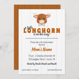 Invitación Niño Longhorn Naranja quemado Baby Shower