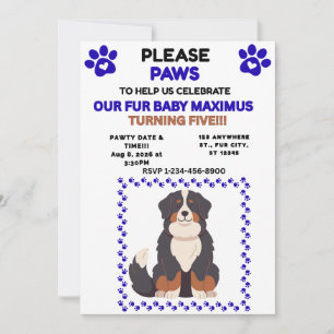 INVITACIÓN NIÑO MASCOTA AZUL FELIZ CUMPLEAÑOS DÍA DE ADOPCIÓN