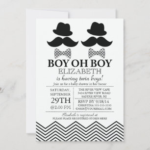 Invitación Niño moderno bigote mostache de hombre pequeño TWI