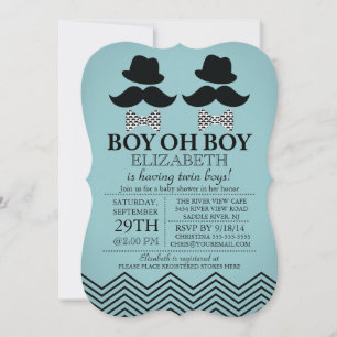 Invitación Niño moderno bigote mostache de hombre pequeño TWI