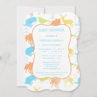 Invitación Niño moderno de Woodland criaturas ducha