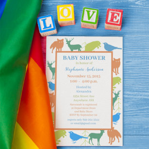 Invitación Niño moderno de Woodland criaturas ducha
