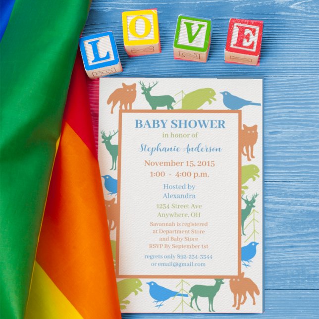Invitación Niño moderno de Woodland criaturas ducha (Subido por el creador)