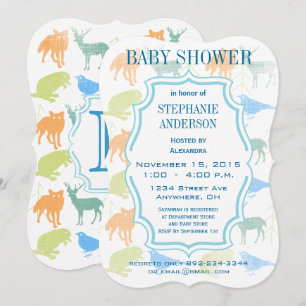 Invitación Niño moderno de Woodland criaturas ducha