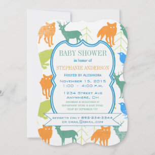 Invitación Niño moderno de Woodland criaturas ducha