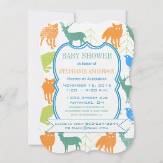 Invitación Niño moderno de Woodland criaturas ducha