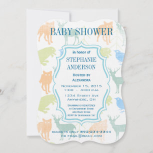 Invitación Niño moderno de Woodland criaturas ducha