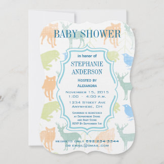 Invitación Niño moderno de Woodland criaturas ducha