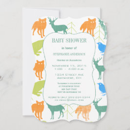 Invitación Niño moderno de Woodland criaturas ducha