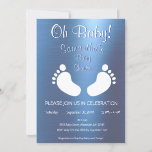 Invitación Niño Moderno Oh Pies De Bebé Baby Shower
