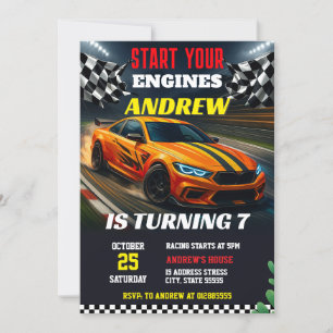 Invitación Niño moderno personal Cumpleaños de Sport Race Car