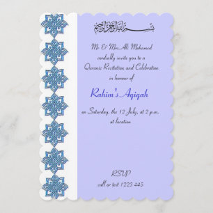 Invitación Niño musulmán aqiqa azul