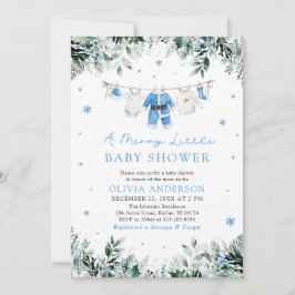 Invitación Niño navidad Azul Un Feliz Baby Shower