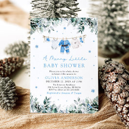 Invitación Niño navidad Azul Un Feliz Baby Shower