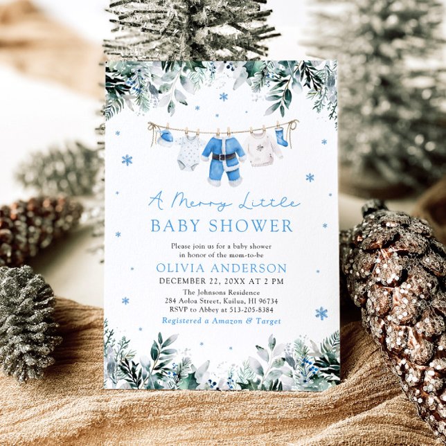 Invitación Niño navidad Azul Un Feliz Baby Shower (Subido por el creador)