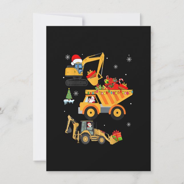 Invitación Niño navidad niño pequeño Camión Construcción Véhi (Anverso)