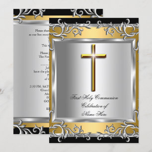 Invitación Niño Niña Primera Comunión Santa Plata Oro 2