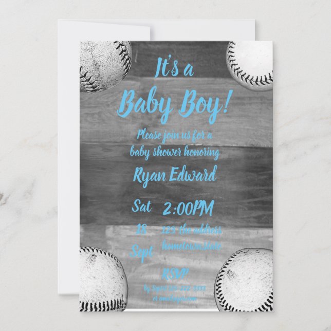 Invitación Niño Niño Bebé Béisbol, ducha de bebé (Anverso)