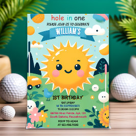 Invitación Niño nuevo lindo hoyo de golf en un primer cumplea