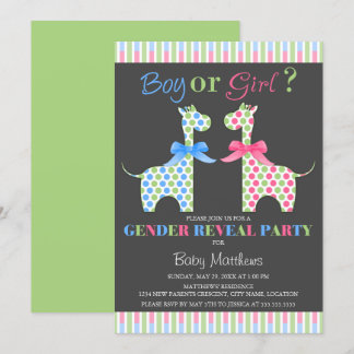 Invitación Niño o Chica Giraffe Fiesta de revelación de géner