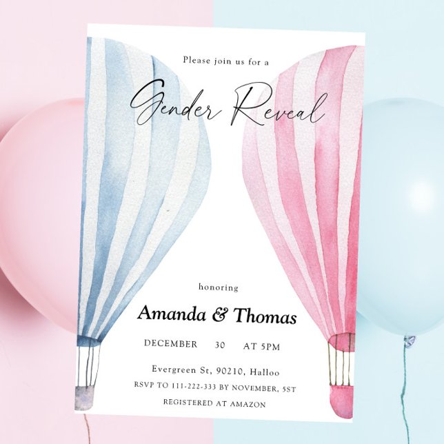 Invitación Niño o chica - Globos de aire caliente - revelació (Subido por el creador)