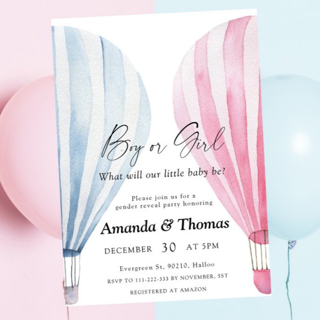 Invitación Niño o chica - Globos de aire caliente - revelació (Subido por el creador)