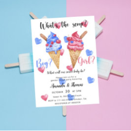 Invitación Niño o chica - Helado Crema - fiesta de revelación