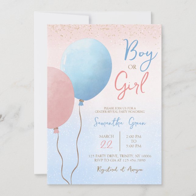 Invitación Niño o Chica ¿Qué será el bebé en Baby Shower? (Anverso)
