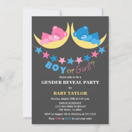 Invitación Niño O Chica Teddy Osos Fiesta De Revelación De Gé