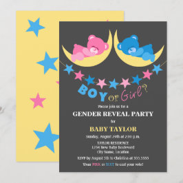 Invitación Niño O Chica Teddy Osos Fiesta De Revelación De Gé