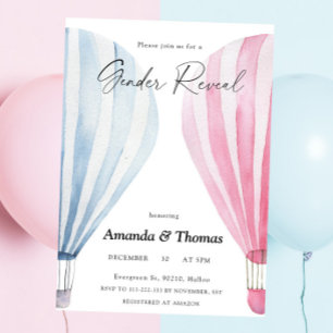 Invitación Niño o niña - Globos aerostáticos - revelación de