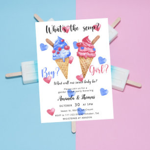 Invitación Niño o niña - Helado - fiesta de revelación de gén