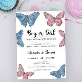 Invitación ¿Niño o niña! Mariposas - Revelación de género