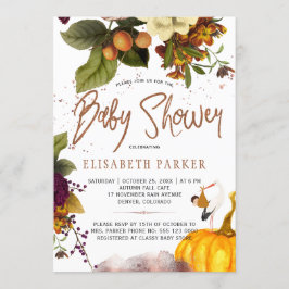 Invitación Niño o niña otoño caída oxidado floral baby shower