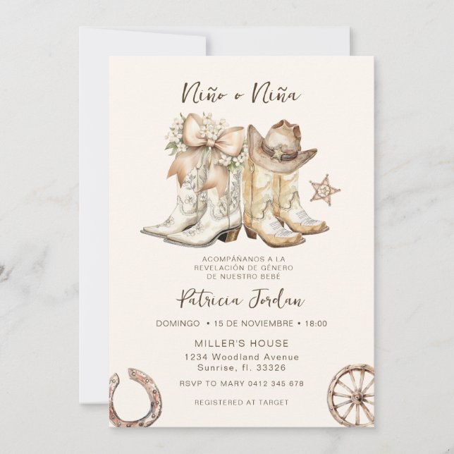 Invitación Niño Occidental o Revolución Española de Niña (Anverso)