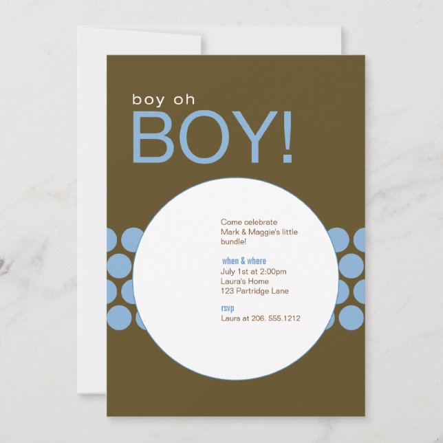 Invitación Niño Oh niño Baby Shower Invite_Blue/Brown (Anverso)