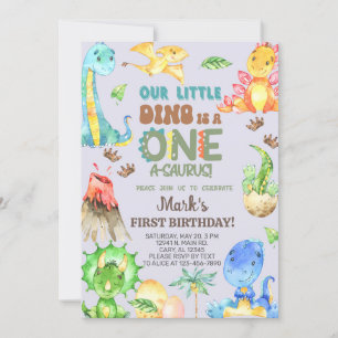 Invitación Niño ONE-A-SAURUS 1er cumpleaños.