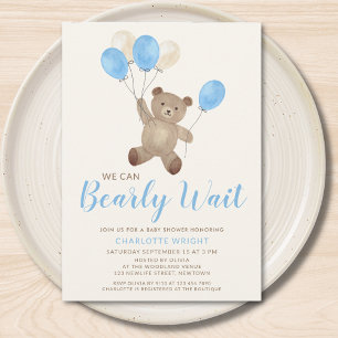 Invitación Niño Oso de peluche Apenas podemos esperar Baby Sh