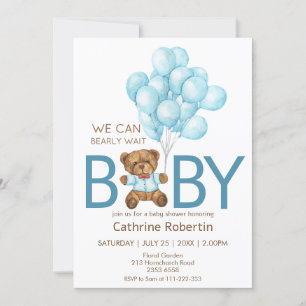 Invitación Niño oso de peluche globos de bebé ducha Invitació